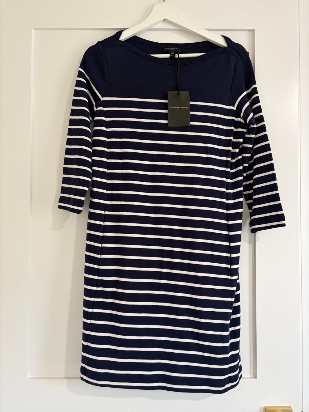 The White Company Navy & White Breton Striped Women’s Shift Dress | size 6